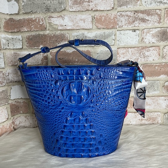 Brahmin Blue Croc-Embossed Shoulder Bag - Picture 5 of 14
